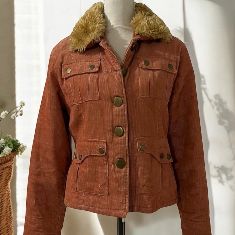 90s Jennyfer J Gilmore Girls Rory Style Rust Corduroy Trucker Jacket L